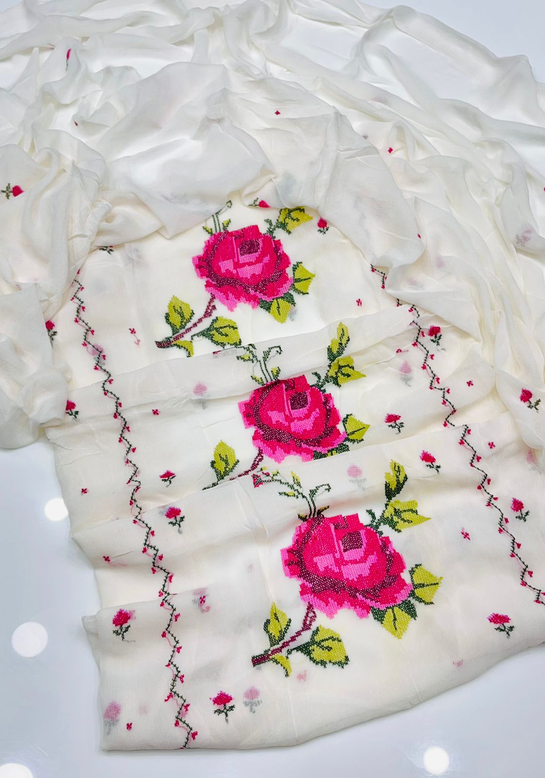 handmade embroidery dress design Handmade Mexican Embroidered Cotton Dress One of a Kind Floral Design (Size: XL)